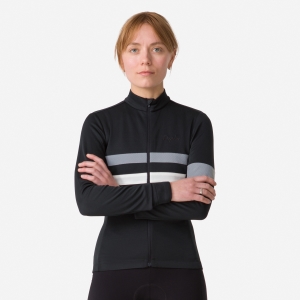 Koszulki Rapha Brevet Long Sleeve Damskie Czarne Białe | XLQAYN379