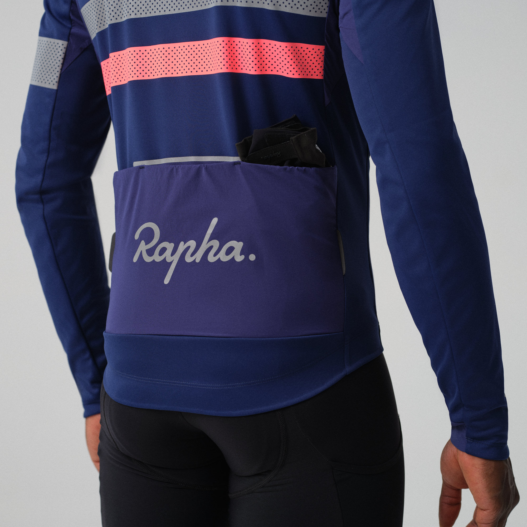 Koszulki Rapha Brevet Long Sleeve Gore-Tex Infinium Męskie Granatowe Różowe | WRVEZC075