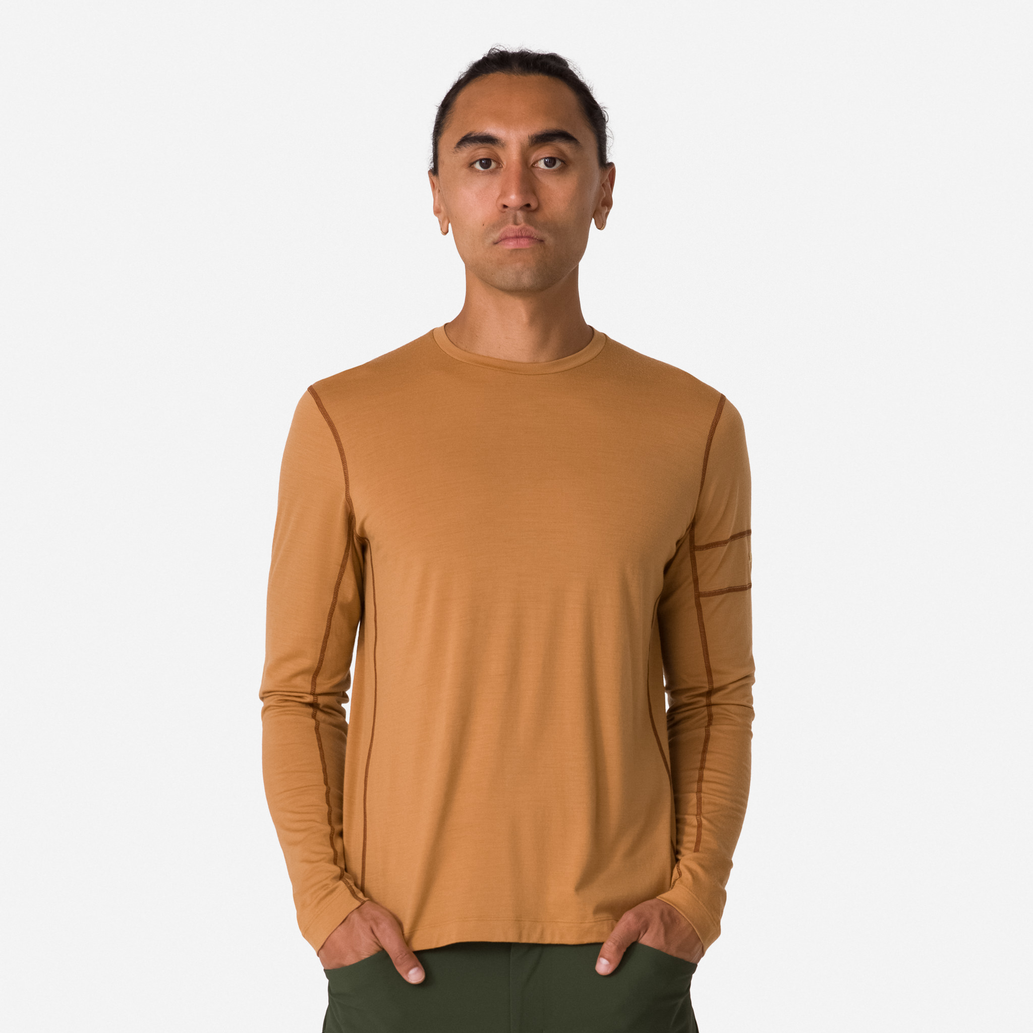 Koszulki Rapha Merino Long Sleeve Męskie Brązowe Brązowe | ERAFGW895